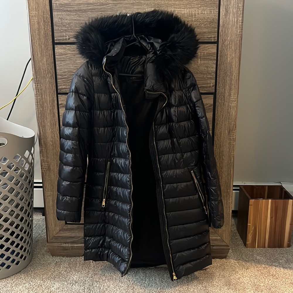 Great condition Calvin Klein outdoor jacket with faux fur hood